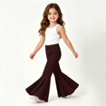 thumbnail image 5 of EnJoCho Toddler Girls Baggy Bell-Bottom Pants Loose Wide Leg Elastic High Waist Ruffled Flared Trousers Little Girls Soft Knit Flared Pants Elastic High Waist Bell Bottom Pants, 5 of 6