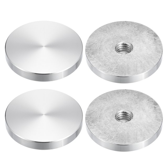 Unique Bargains M10 Thread 50mm Diameter Round Shape Aluminum Disc Hardware 4pack Aluminum Circle Disc Glass Top Adapter for Glass Table