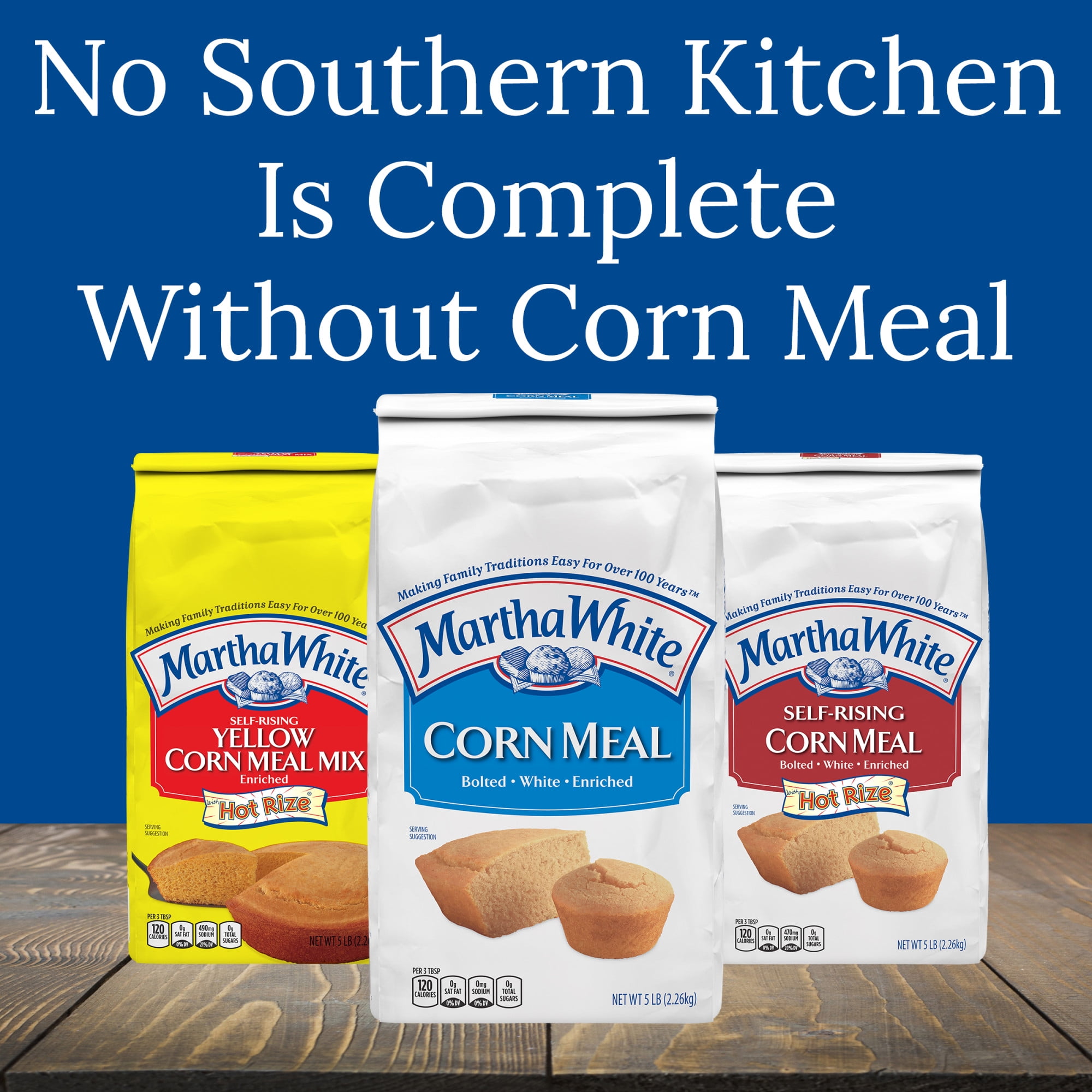 (8 pack) Martha White Self-Rising Corn Meal, 80 oz
