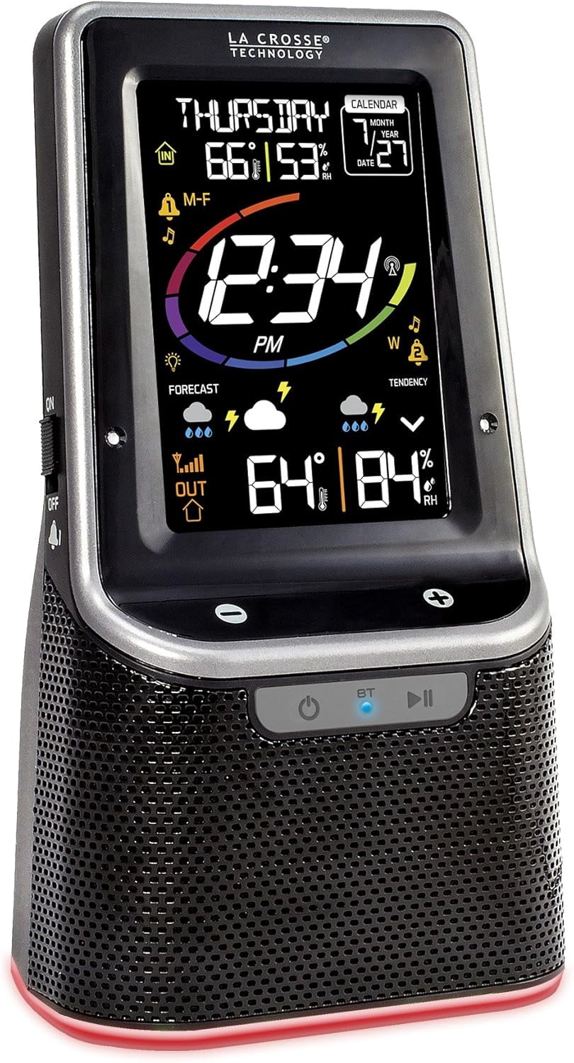 S87078 Wireless Weather Station with Bluetooth Speaker and Atomic Time and Date