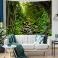 thumbnail image 5 of Green Rainforest Tapestry Nature Forest Tapestry for Bedroom Aesthetic Misty Tropical Jungle Trees Flowing Stream Landscape Tapestries Wall Hanging for Living Room Dorm 90 x 60 Inch, 5 of 6