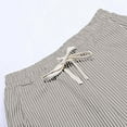 thumbnail image 6 of UVEASISHA Striped Linen Pants for Women Summer 2025 Drawstring Capri Pants Casual Beach Vacation Clothes with Pockets Khaki L, 6 of 8