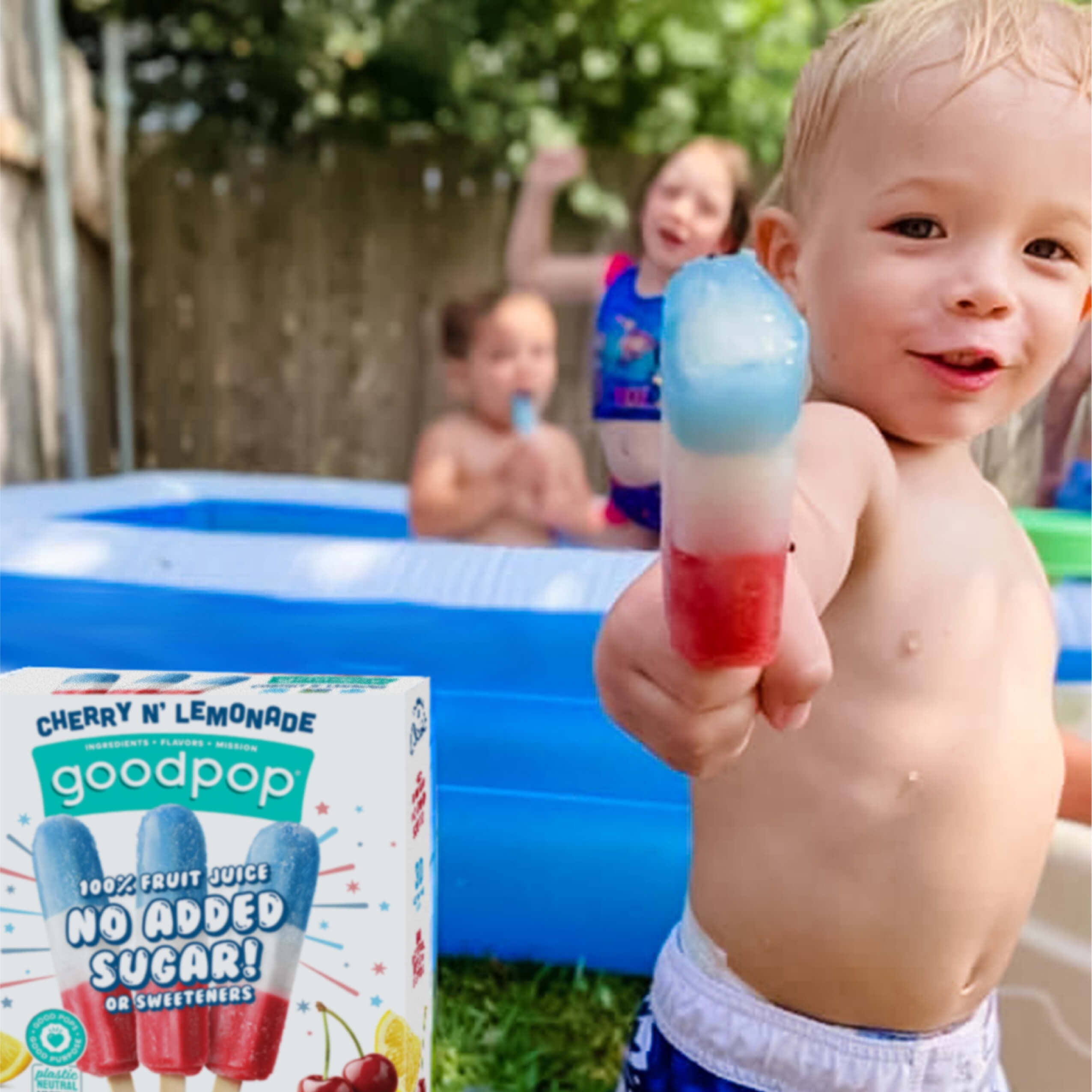 GoodPop Cherry n' Lemonade Red, White and Blue 100% Juice Ice Pops, No Added Sugar, 8 ct