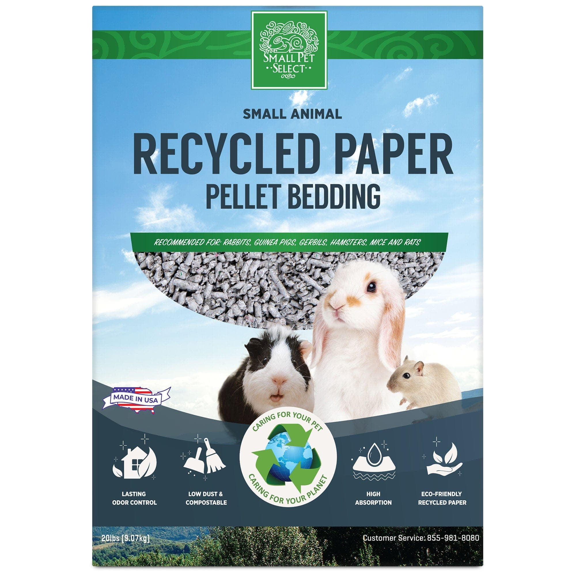 Small Pet Select- Small Animal Pelleted Paper Bedding for Rabbits, Guinea Pigs, and Other Small Animals, 20lb