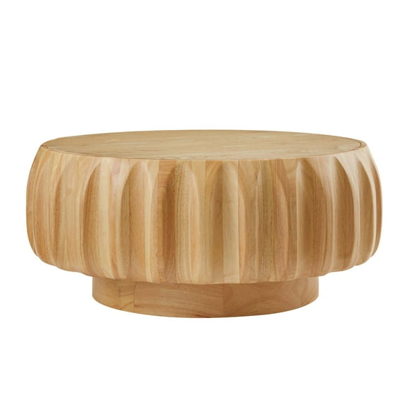 Coffee Tables Round Solid Wood Carved Coffee Table with Elegant Sculptural Design,Wooden Coffee Tables