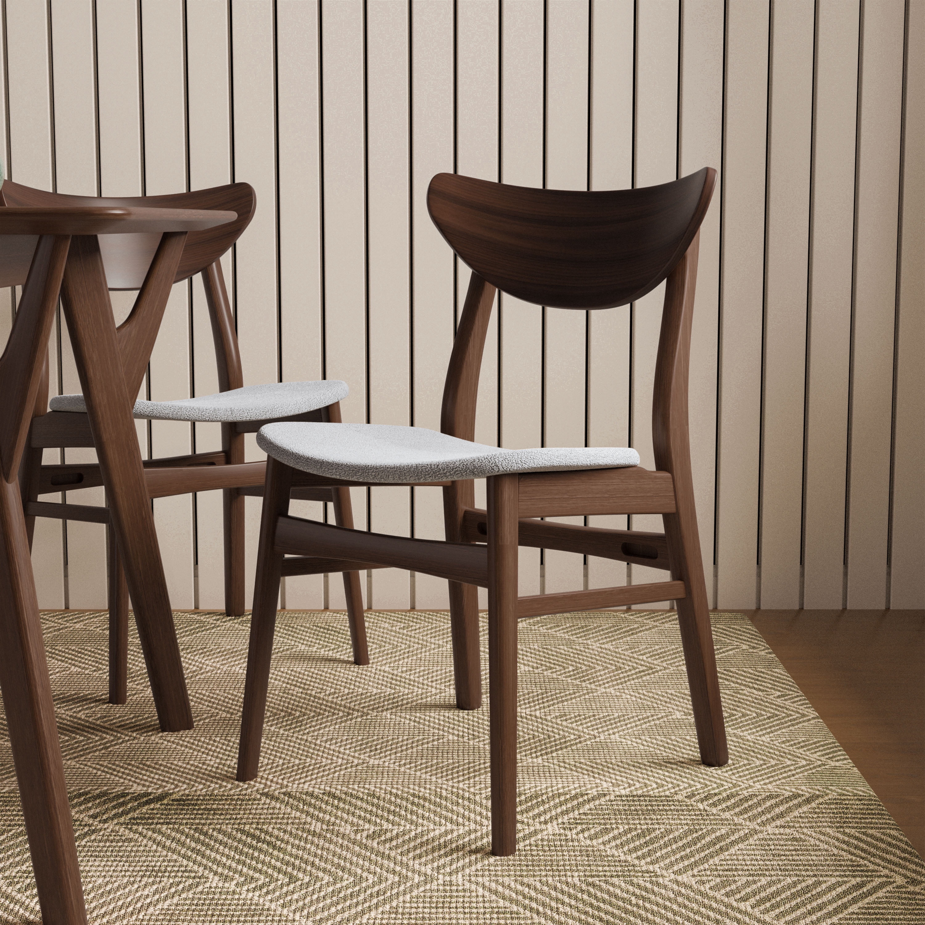 Furniture of America Erik Mid-Century Wingback Wood Dining Chairs, Walnut (Set of 2)