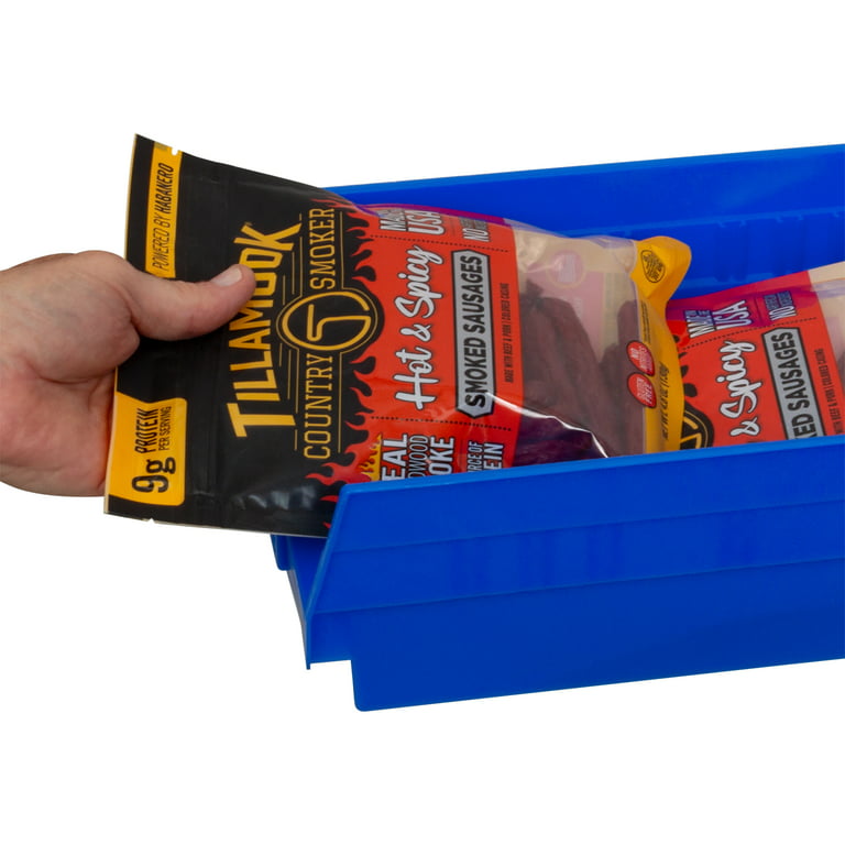 Akro-Mils 30130 Plastic Organizer and Storage Bins for Refrigerator,  Kitchen, Cabinet, or Pantry Organization, 12-Inch x 6-Inch x 4-Inch, Blue