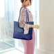 thumbnail image 5 of Bolsos de mano de mujer de gran capacidad, bolsas de hombro tipo Tote, cuero suave, azul, 5 of 6