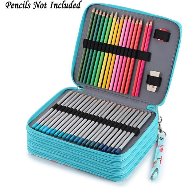 Colored Pencil Case- 200 Slots Pencil Holder Pen Bag Large Capacity Pencil  Organizer With Handle Strap Handy Colored Pencil Box With Printing Pattern