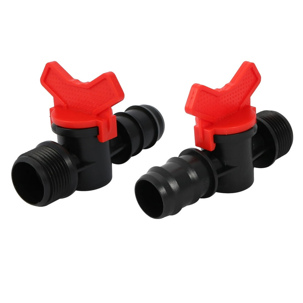 2pcs M25 Male Thread Ball Valve Barb Hose Connector for 25mm Inner Dia