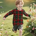 thumbnail image 4 of GigrtiJin 3-14 Years Children Christmas Shirt Plaid Printed Unisex Crew Neck Long Sleeve Blouse Trendy Casual Top, 4 of 7