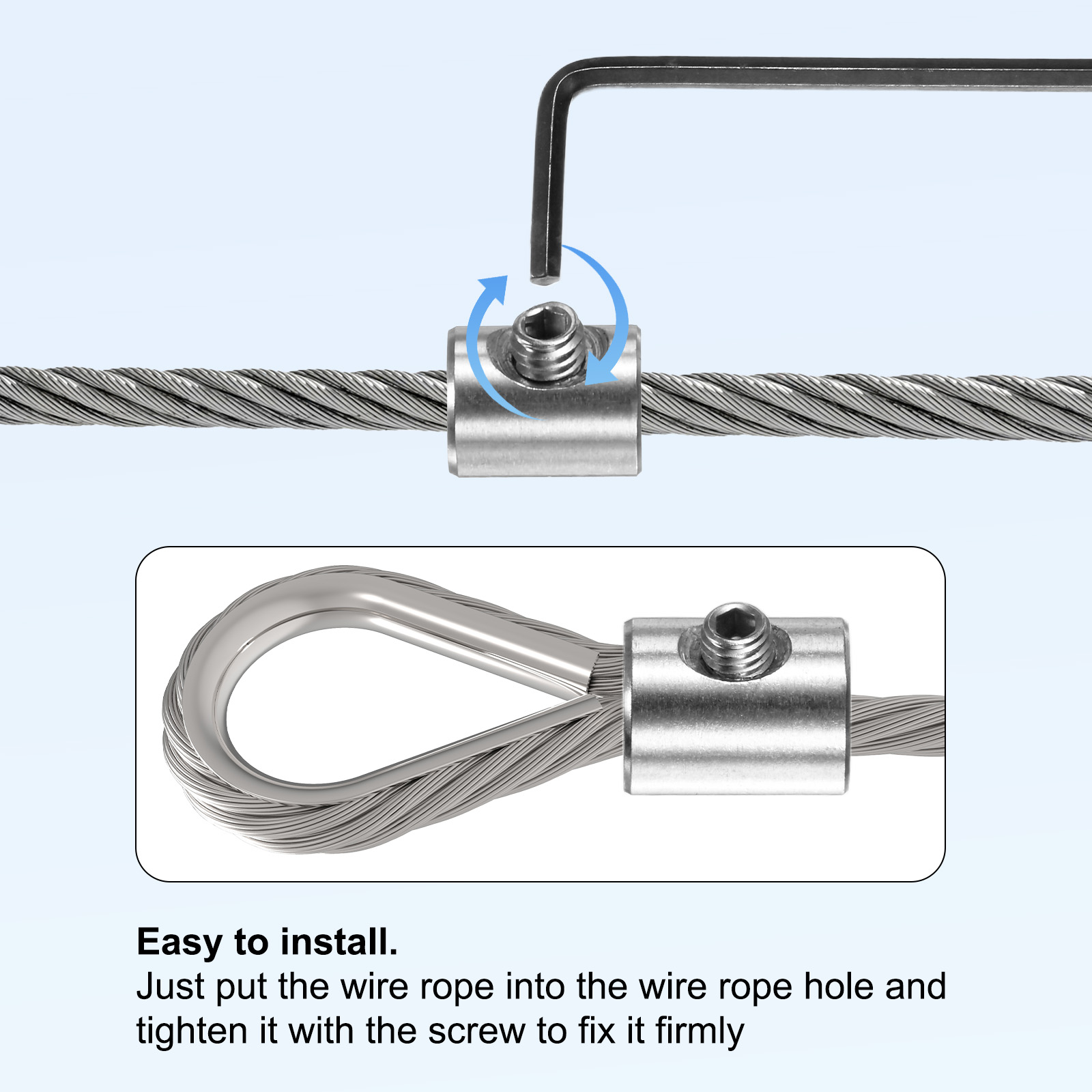 Uxcell 4-Pack Wire Rope Cable Clamp, 3.3mm Hole 304 Stainless