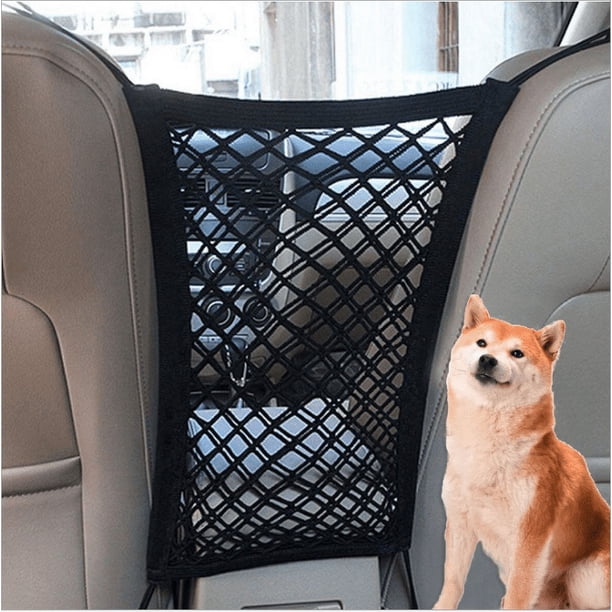 Barrera de red para coche para perros, barrera para mascotas con organizador de malla de seguridad para bebé, bolsa de almacenamiento elástica universal para coches, SUV, fácil instalación, divisor