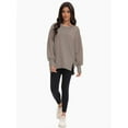 thumbnail image 3 of Women Oversized Sweatshirts Crewneck Side Slit Pullover Long Sleeve Casual Tops, 3 of 6