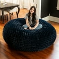 thumbnail image 3 of Jaxx 6 Foot Cocoon - Large Bean Bag Chair for Adults, Premium Luxe Faux Fur - Mondo Midnight Blue, 3 of 5