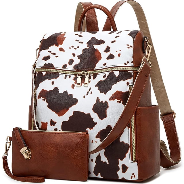 Makes Mochila Monedero para Mujer Bolso de Viaje de Cuero PU Bolso de diseño Convertible con Monedero 2 Piezas