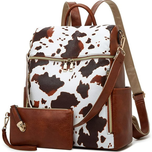 Makes Mochila Monedero para Mujer Bolso de Viaje de Cuero PU Bolso de diseño Convertible con Monedero 2 Piezas