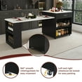 thumbnail image 5 of Aukfa Kitchen Islands with Extendable Dining Table,Mobile Retractable Kitchen Table with Power Outlets & USB Ports for Kitchen, Breakfast Bar,Black, 5 of 9