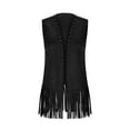 thumbnail image 3 of Women's Plus Size Fringe Vest Faux Suede Rivets Sleeveless Tassel Jacket Western Cowgirl Outfits 2025 Trendy Vest, 3 of 9