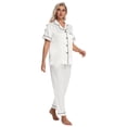 thumbnail image 3 of DAKIMOE Silk Satin Pajamas Set for Women Two-Piece Short Sleeve Shirt with Long Pajama Pant Set Soft Button Down Loungewear Nightwear Pjs Sleepwear for Women, 3 of 9