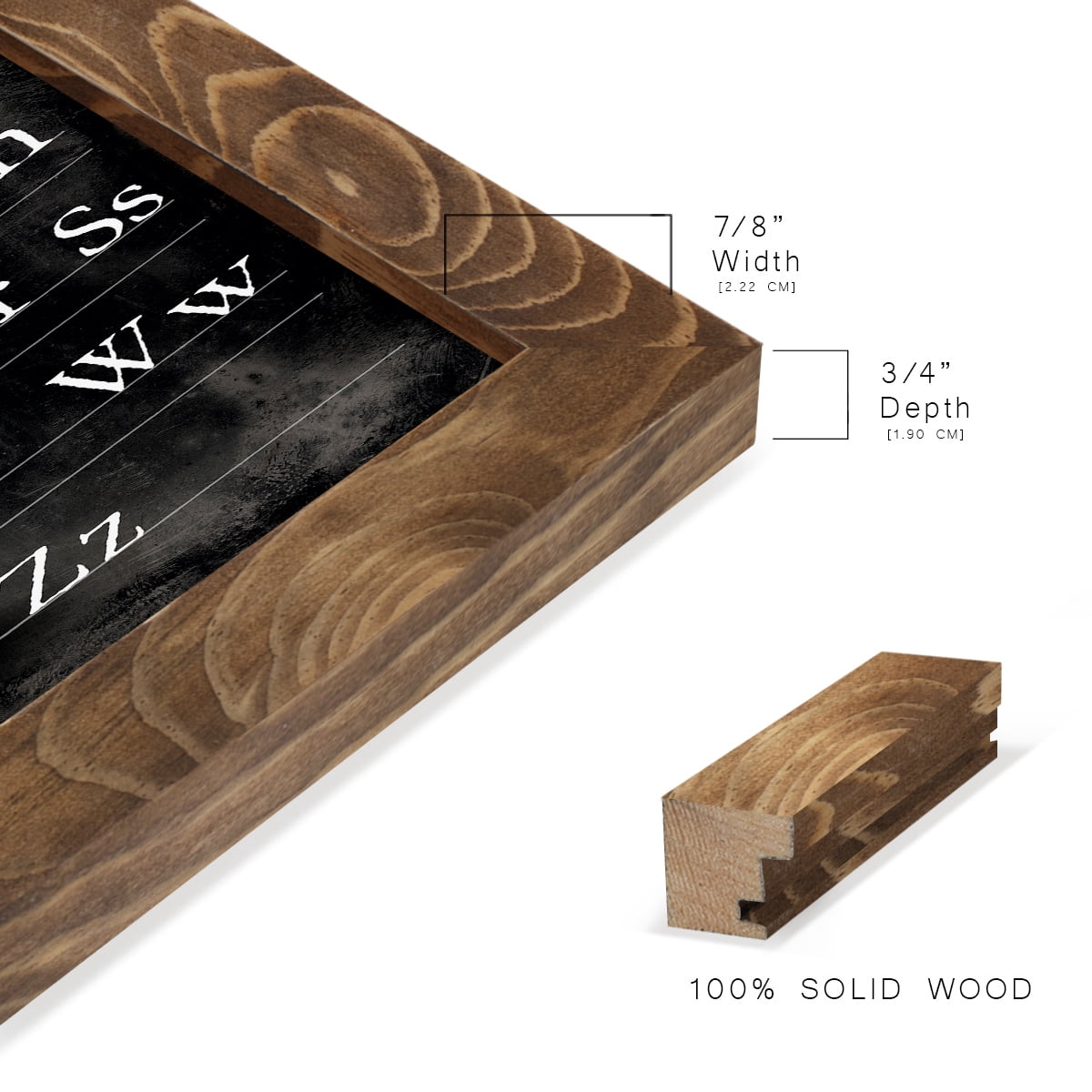 Alphabet Chart - Framed Print w/glass - Walnut
