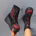thumbnail image 6 of Dakaela Goth Platform Ankle Boots for Women Lace up Chunky Wedge Combat Booties High Heel Punk Shoes, 6 of 8