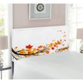 thumbnail image 2 of Fall Headboard, Swirling Bended Autumn Tree Branches Colored Leaves Pastoral Season Theme, Upholstered Decorative Metal Bed Headboard with Memory Foam, Twin Size, Marigold Dark Orange, by Ambesonne, 2 of 4