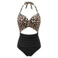 thumbnail image 6 of WAYUTE Womens One Piece Swimsuits Back Leopard Print Tie Side Rash Guard Monokini Tummy Control Bathing Suit, 6 of 7