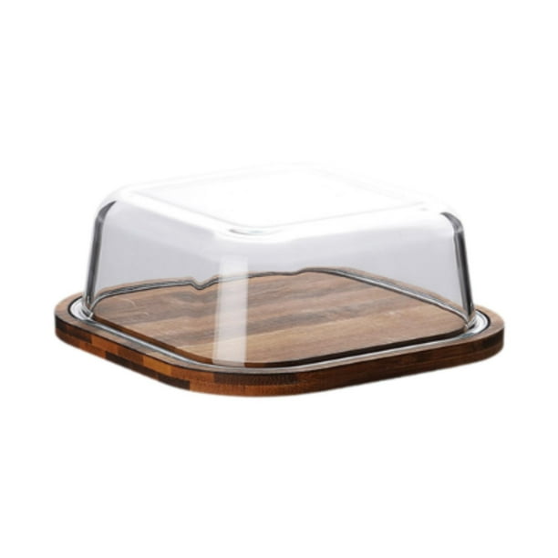 Mantequera con tapa de vidrio, caja para mantequilla, bandeja para pasteles, caja para queso a prueba de polvo 168 cm x 168 cm x 7 cm