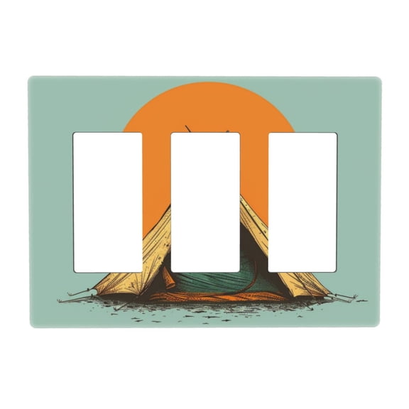 Camping Sun Switch Cover Decorative Wall Plate 3-Gang Screwless Standard Size