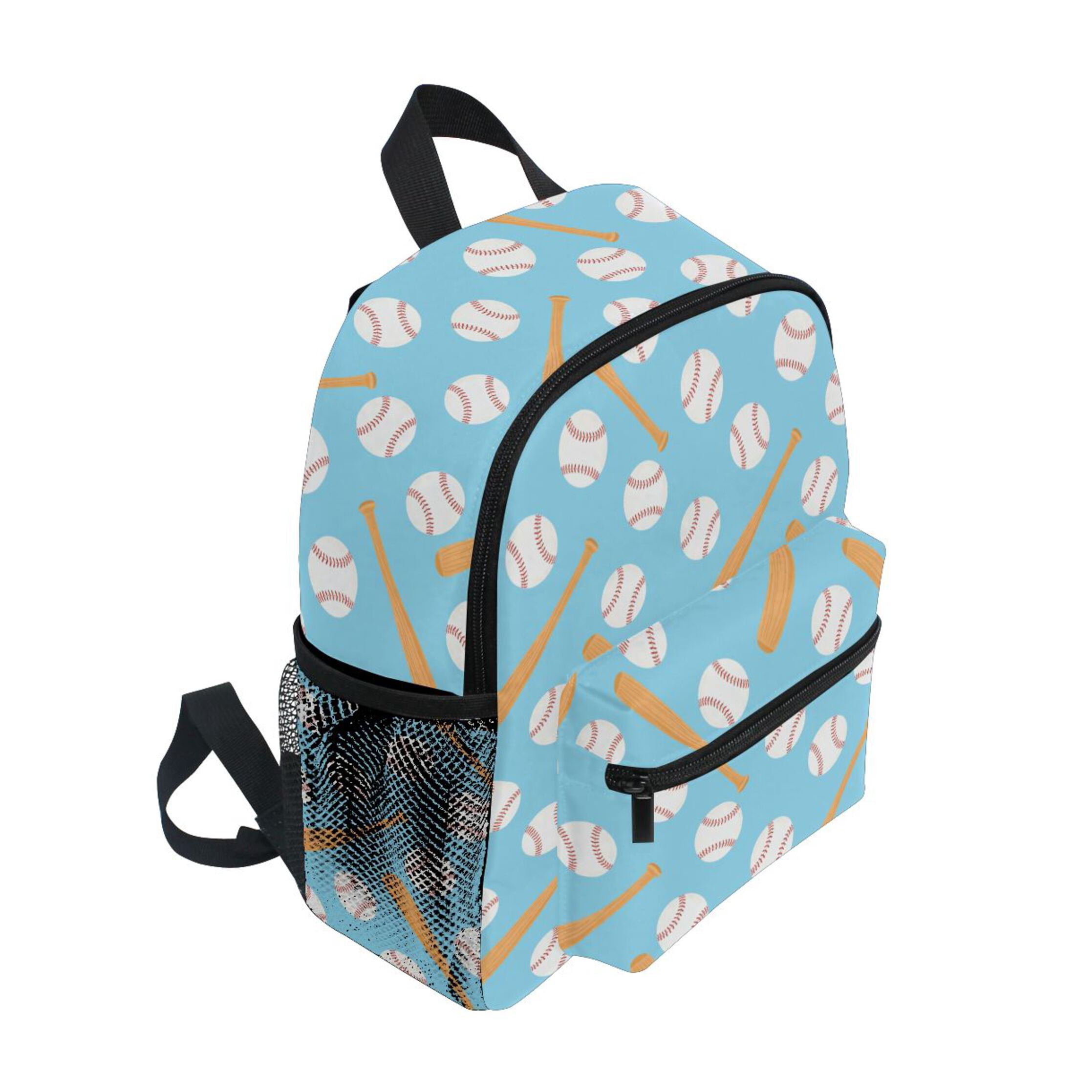 Baseball Bat Pattern Mini Backpack Cute Small Backpack with Chest Strap and Whistle Ages 3-8