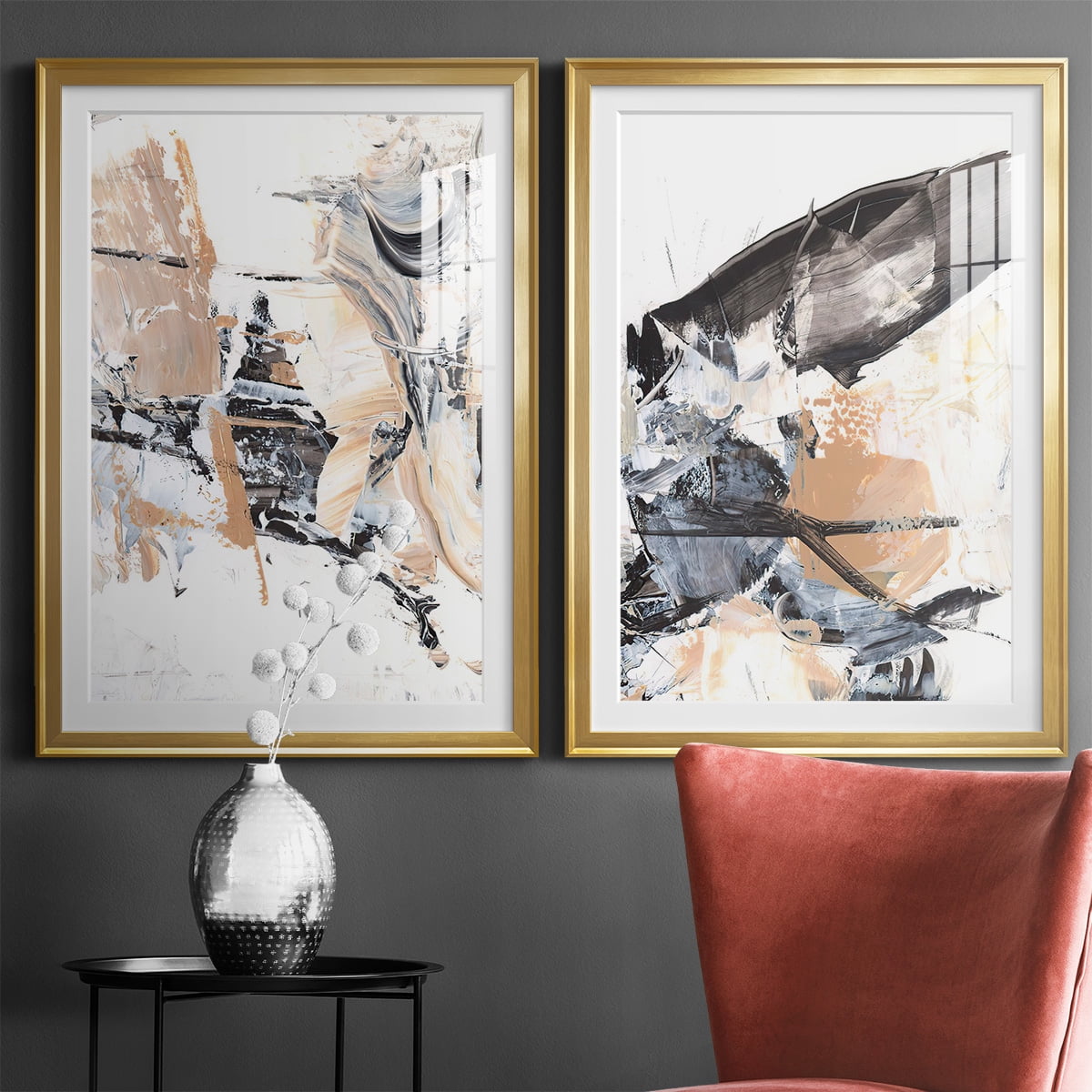 Wexford Home Ruckus III Premium Framed Print, 22.5" x 30.5" - Ready to Hang, Gold (Set of 2)