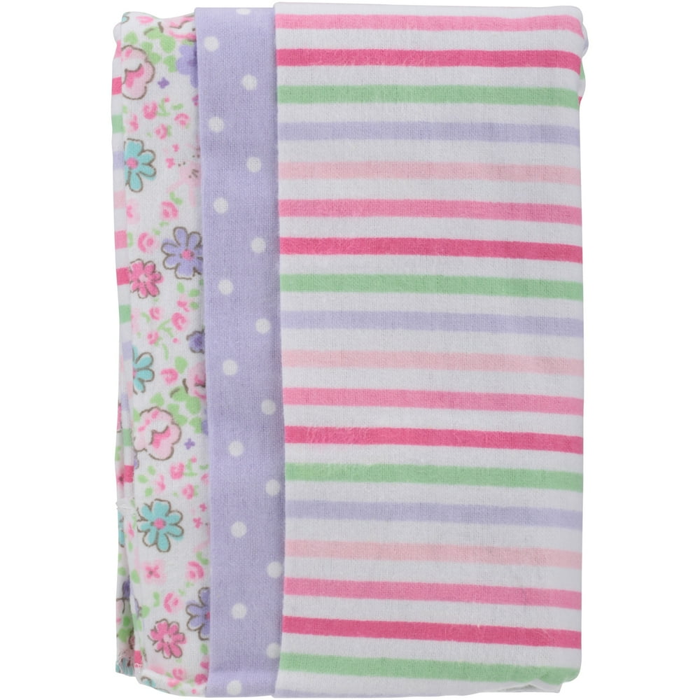 Gerber Cotton Burp Cloth, 3pk, Purple and White, Girls