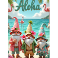 thumbnail image 3 of Cartoon Flamingo Banner Hawaiian Gnome Decor Palm Tree Background for Beach Party Summer Vacation Holiday, 3 of 7