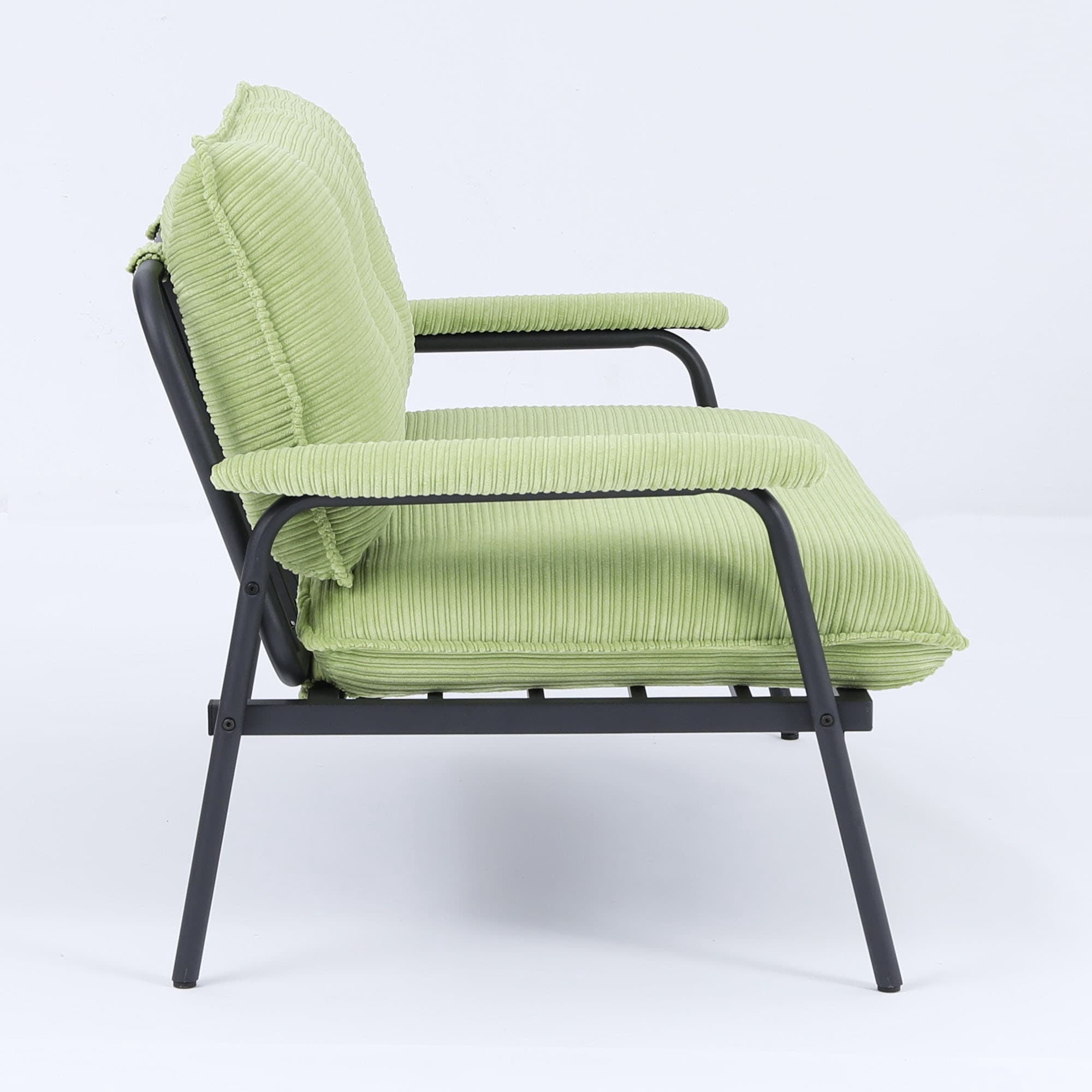 MAYEERTY 53in Sofa Couch Corduroy Loveseat for Small Apartment, Metal Frame, Green