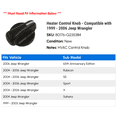 thumbnail image 2 of Heater Control Knob - Compatible with 1999 - 2006 Jeep Wrangler 2000 2001 2002 2003 2004 2005, 2 of 2