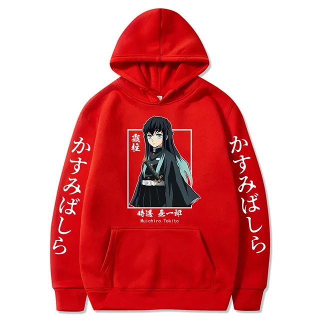 Sudadera con capucha de Demon Slayer para mujer, suéter con estampado de Anime japonés, Harajuku, Muichiro, Tokito, talla grande, novedad