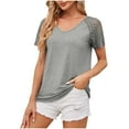 thumbnail image 3 of Inverlee T Shirts Women V Neck Dressy Casual Short Sleeve Tops Loose Fit Solid Color Shirts Classic Work Tunic Blouse Tee Summer Fashion, 3 of 9