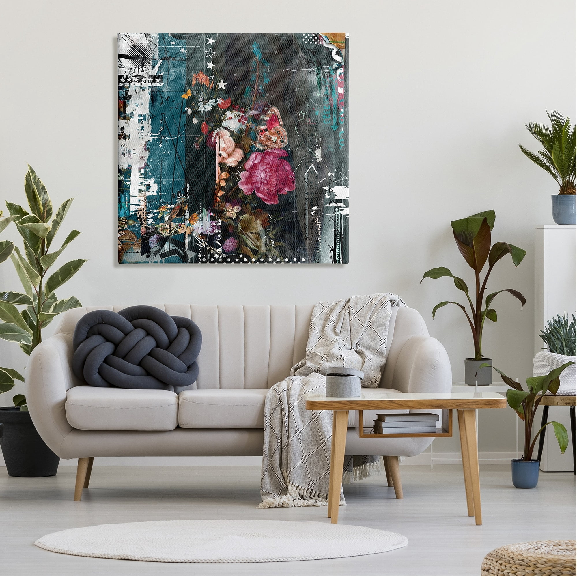 Stupell Industries Vintage Street Style Layered Collage Urban Floral Detail Canvas Wall Art, 36 x 36, Design by Teis Albers