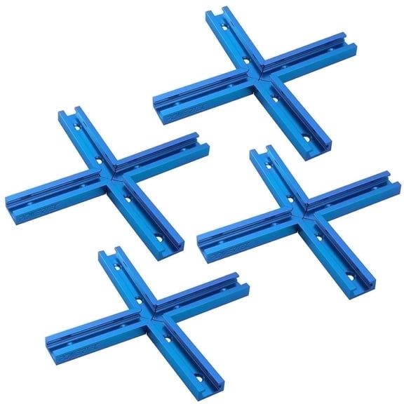 POWERTEC 4 Sets 3" T-Track Intersection Kit with Predrilled Mounting Holes, For Universal T track, T Track Accessories for Woodworking Jigs and Fixtures, 71609-P4