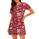 thumbnail image 1 of Balery Ho Funny Christmas Camisón de manga corta con cuello redondo para mujer, cómodo y elegante., 1 of 6