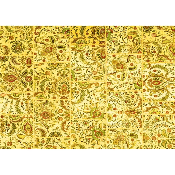 Ahgly Company Indoor Rectangle Persian Yellow Traditional Area Rugs, 8' x 10'