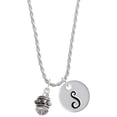 thumbnail image 1 of Delight Jewelry Silvertone Large Bullets Spacer Spinner Silvertone Script Initial Disc - S - Charm Necklace, 20"+3", 1 of 4