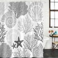 thumbnail image 2 of Grey Coastal Bathroom Shower Curtains with 12 Hooks Polyester Waterproof Shower Curtain for Stalls and Bathtubs Ocean Coral Starfish Shell Modern Sea Decorative Bathroom Privacy Curtain 36x72 Inches, 2 of 9