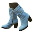 thumbnail image 5 of Mostsola Denim Boots for Women Fashion Side Pocket Heeled Lug Sole Zip up Short Ankle Boots, 5 of 8