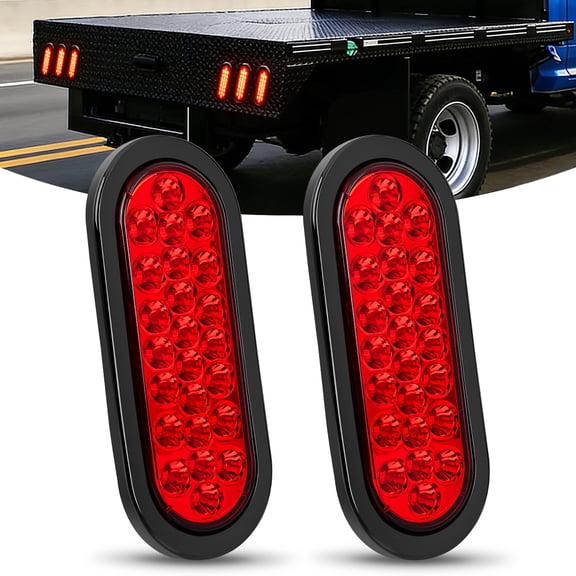 Nilight 6Inch Oval Trailer Tail Light 2PCS Red 24LED Stop Brake Turn Marker Light w/Flush Mount Grommets Plugs IP67 Waterproof for 12V Truck ATV UTV Trailer Bus RV Camper