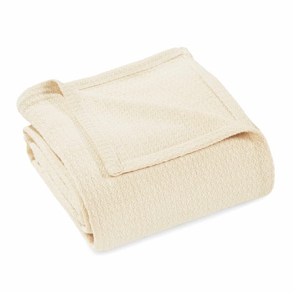 SUPERIOR 100% COTTON BLANKET (WAFFLE STITCH) Ivory / Twin