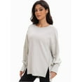 thumbnail image 3 of Women Oversized Sweatshirts Crewneck Side Slit Pullover Long Sleeve Casual Tops, 3 of 6