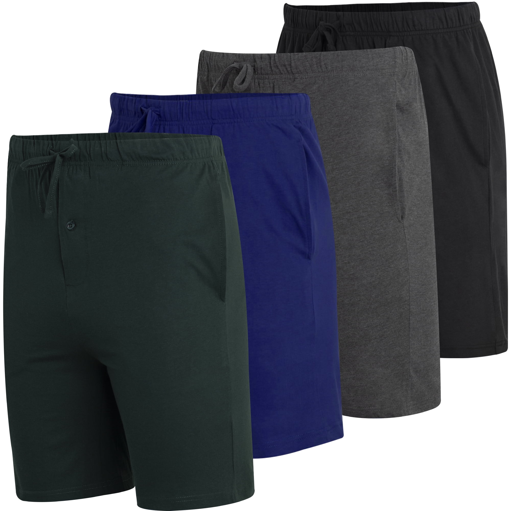 Real Essentials Men's 4-Pack Soft Knit Sleep Shorts, Sizes S-3XL, Mens ...