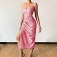 thumbnail image 2 of Sngxgn Women Full Slips Sexy Chemise V Neck Straight Dress(Pink,S), 2 of 4